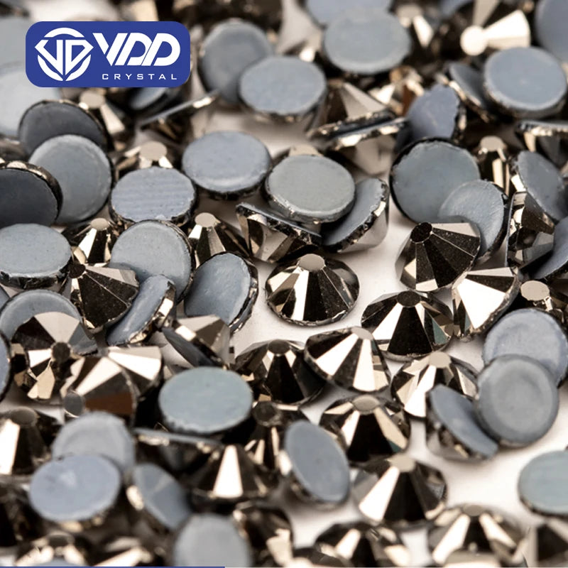 VDD 065 Hematite High Quality Hot-Fix Glass Rhinestone Crystal Flatback Strass Stones for DIY Garment Decoration Wedding Dress