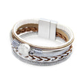 2022  Handmade Accessories Custom Gravel Bracelet Multilayer Braided Leather Magnetic Bracelet for Women