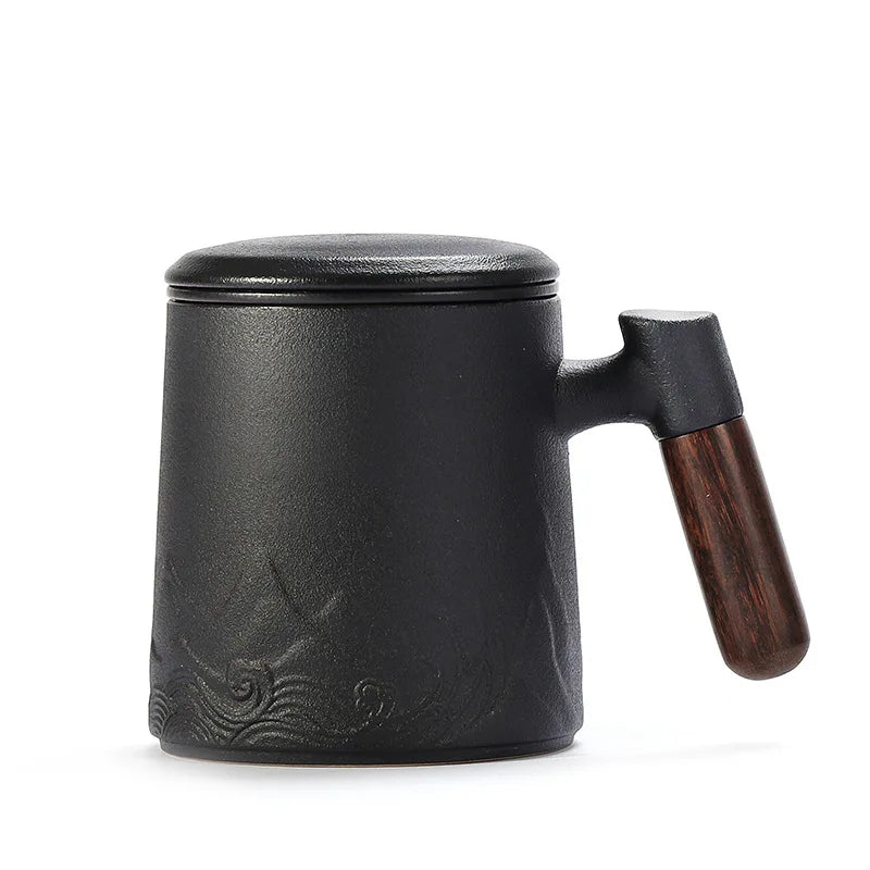Stoneware Tea Filter Mug With Exquisite Inscription