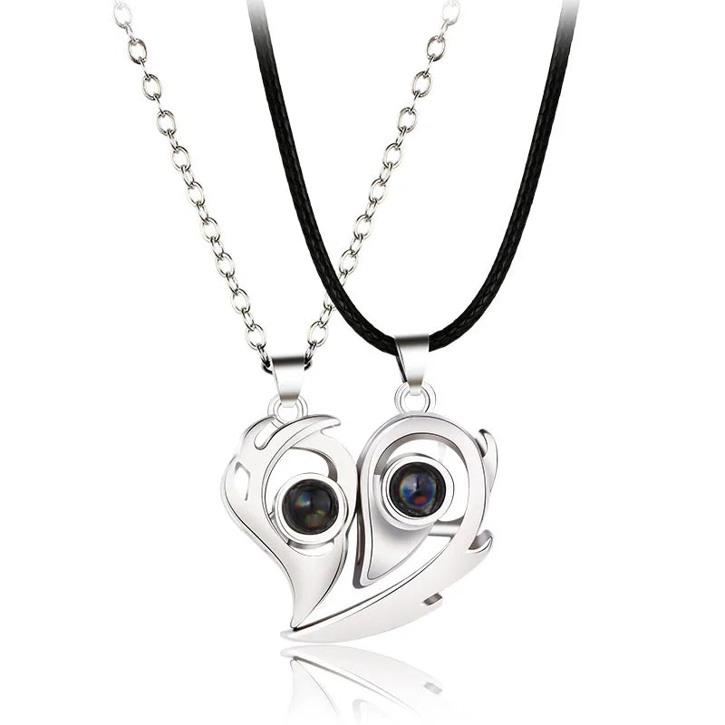 Heart Necklace Stainless Steel Language Necklace