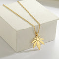 Fashion Simple Maple Leaf Pendant Necklace for Women Girls Stainless Steel Gold Color Engagement Party Jewelry Wholesale