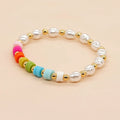 Go2boho Bohemia Handmade Imitation Pearl Beads Elastic White Mixed Color Quality Popular Latest Fashion Jewelry Woman Bracelet