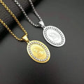 Hiphop Crystal CZ Virgin Mary Necklace Rhinestone Stainless Steel Virgin Mary Pendant Necklace for Women
