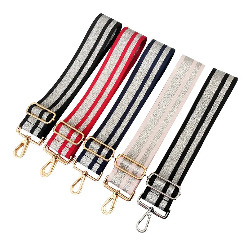 Meetee B-J337 Fashion 5cm Stripe Wide Shoulder Handbag Accessories Crossbody Adjustable Nylon Bag Strap Replacement for Bag