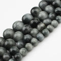 A+ Natural Hawk's Eye Stone Beads 7.5 Inch Round Loose Beads for DIY Jewelry Making Bracelet Charm