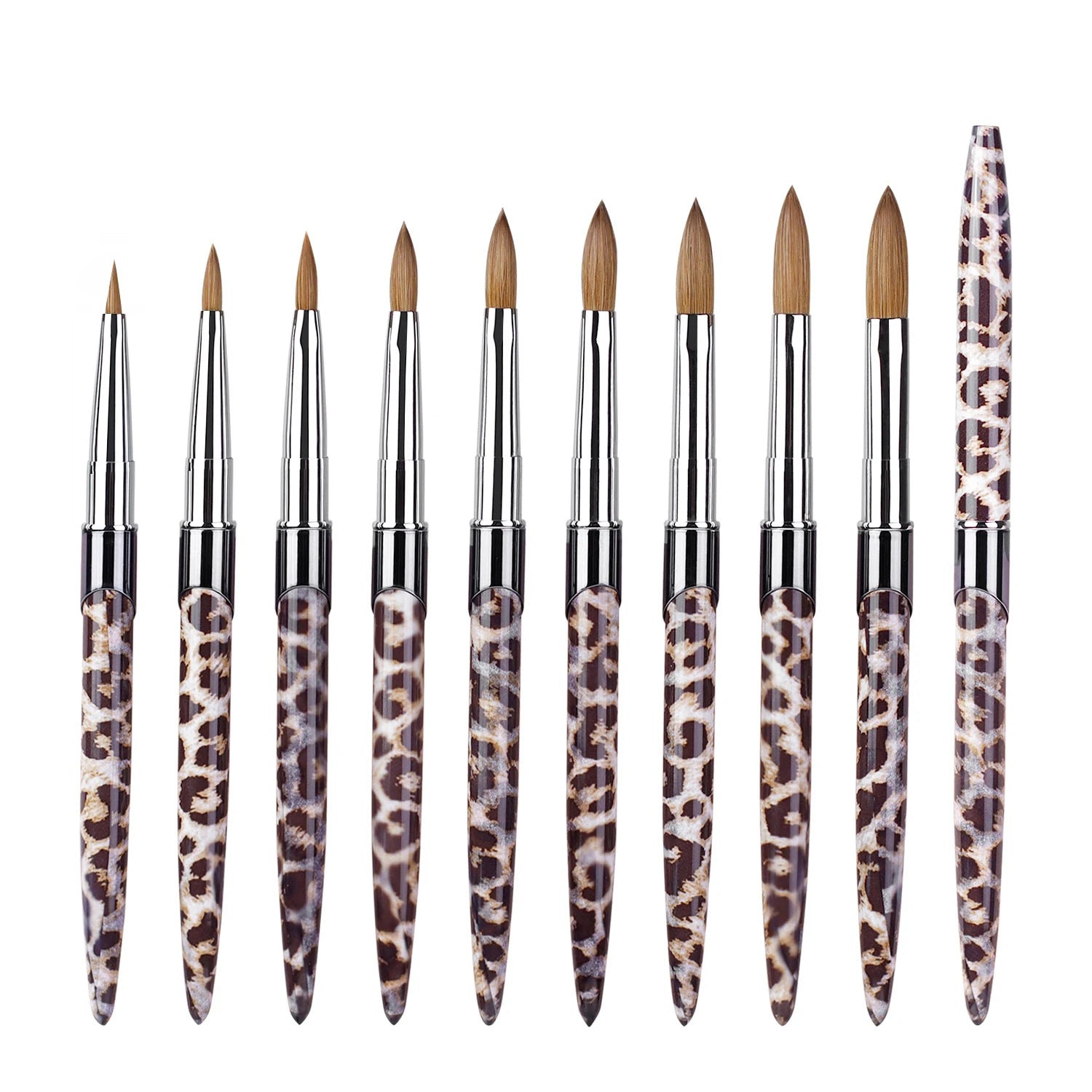 2025 Leopard Grain 100% Kolinsky Acrylic Nail Brush New Style 2 4 6 8 10 12 14 16 18 Nail Art Brush Custom Logo