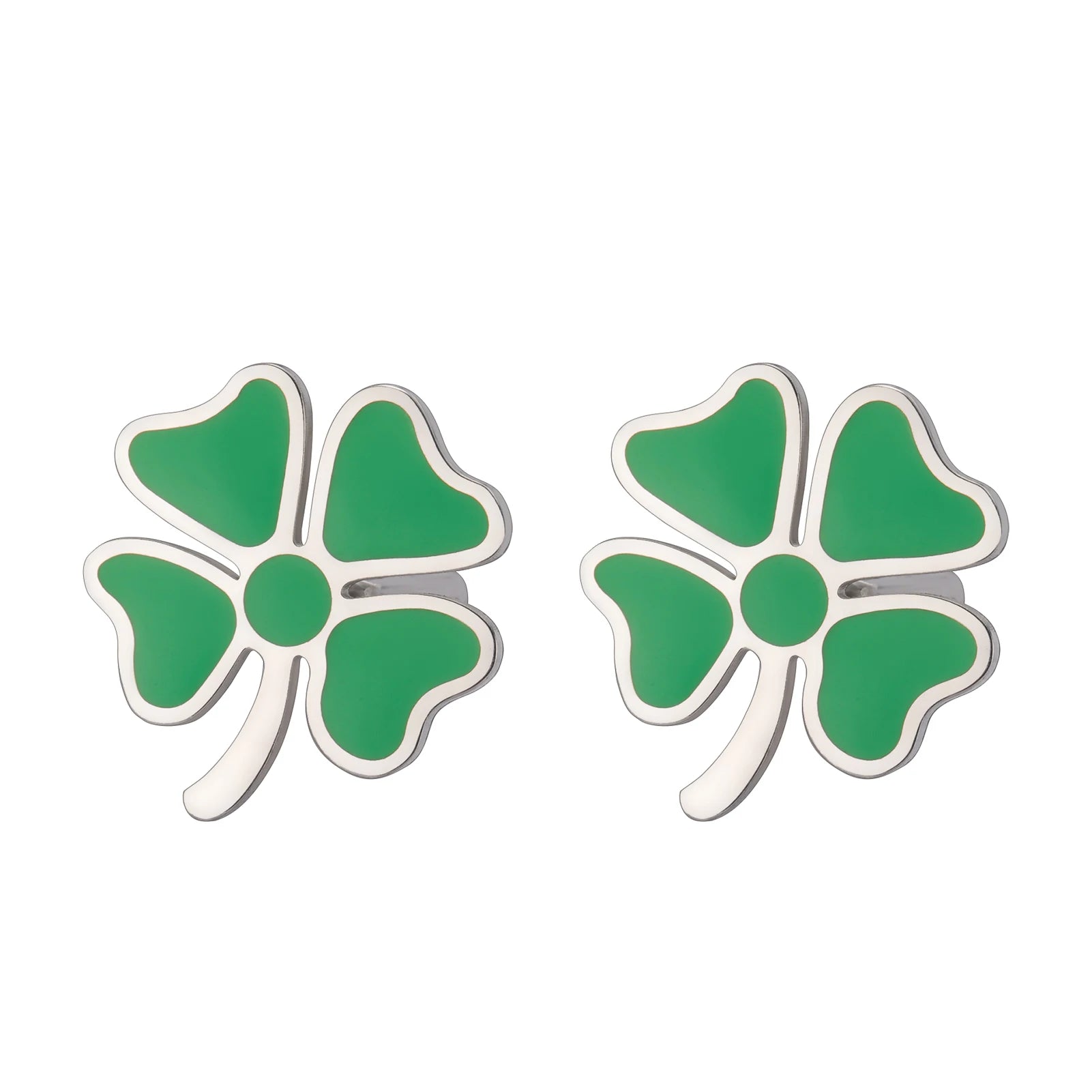 Wholesale Stainless Steel Clover Cufflink Custom Enamel Four Leaf Design Cufflink Enamel Jewelry Accessories Gifts
