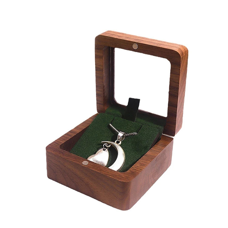 Wooden Handicraft Box Walnut Jewelry Display Case with Clear Lid