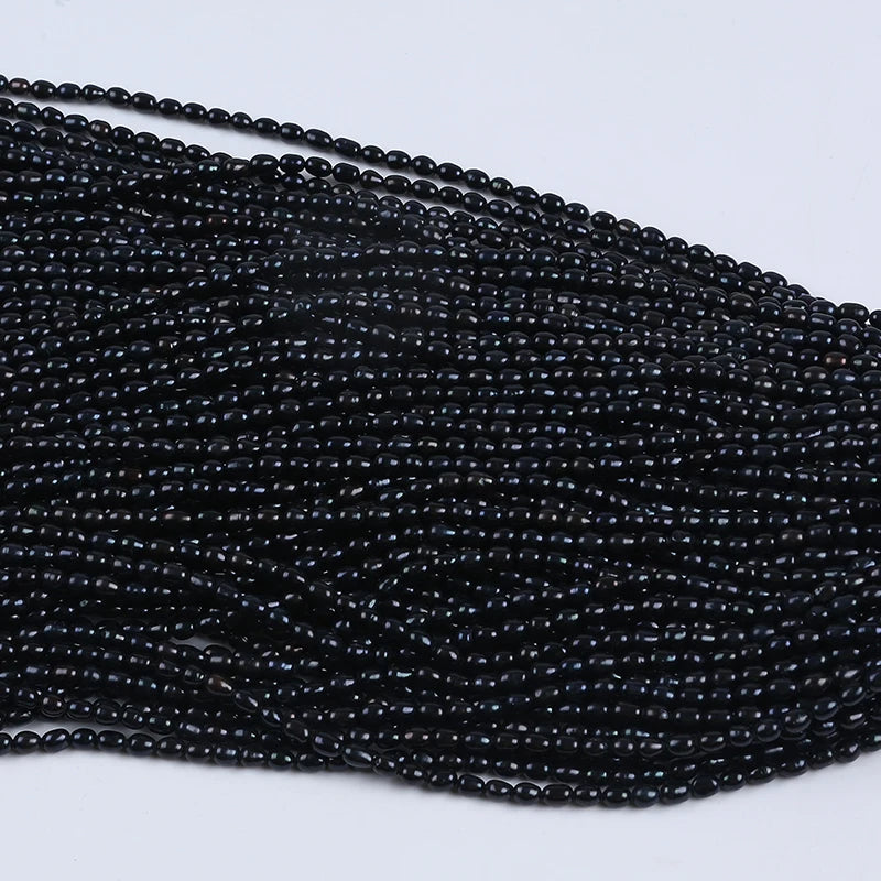 4-5mm Black Cheap Pearl Beads Freshwater Rice Shape Pearl Strands