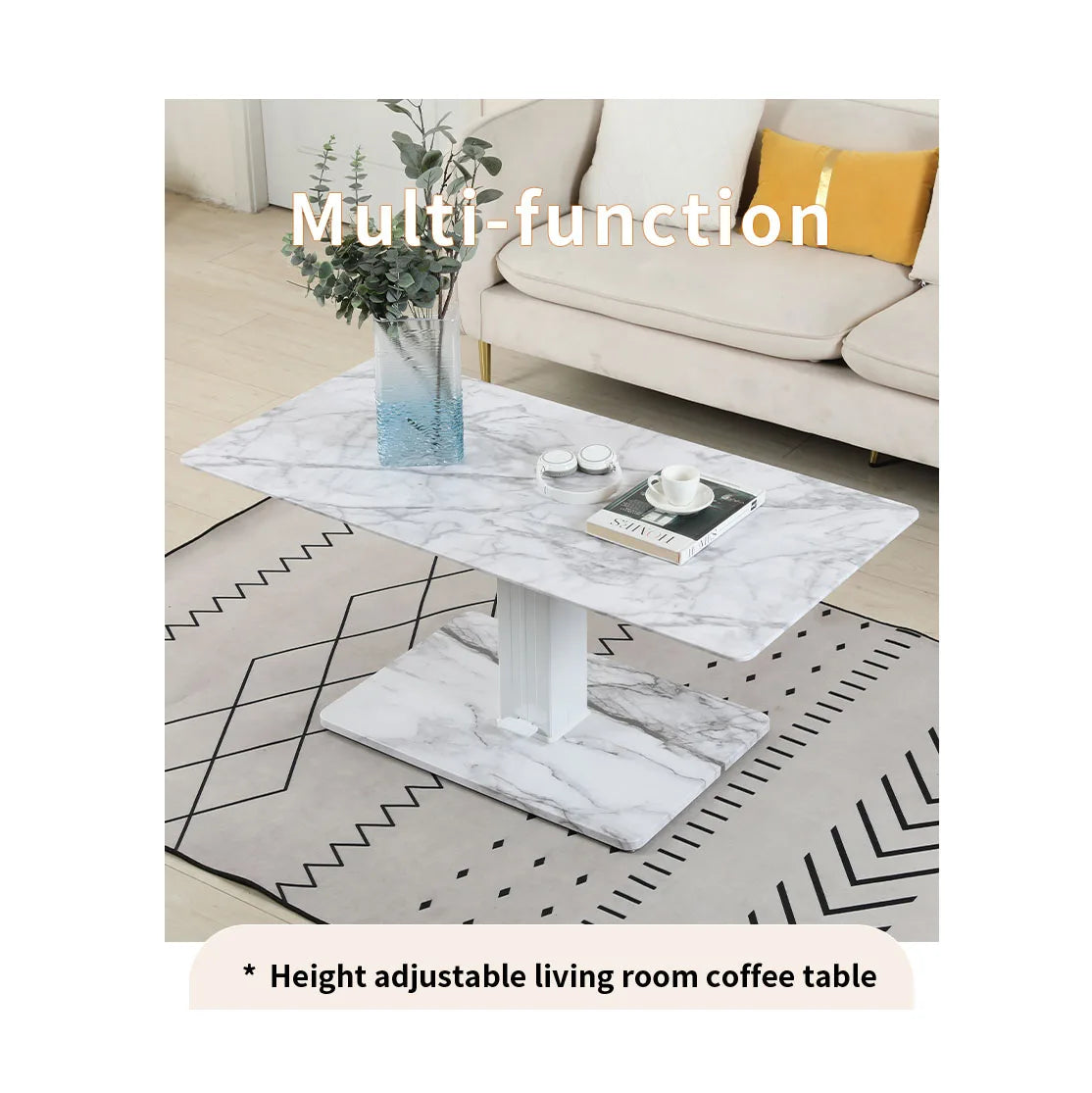 Ada Modern Home Furniture Pneumatic Height Adjustable Gas Lift Sit to Stand Tea Table for Living Room