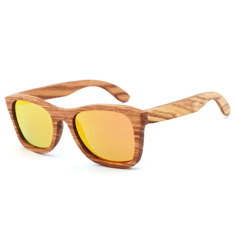 Polarized Zebra Wood Glasses Handmade Vintage Wooden Frame Men's Driving Polarization Women's Bamboo Sunglasses