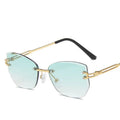 Hot Selling Luxury Frameless Gradient Women Sunglasses Oversized Polygon Metal Eyewear