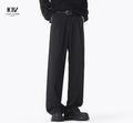 Men's Casual Trousers Scimitar Korean Lazy Wind Straight Tube Pleated Front Chino Trousers Causal Men  Suit Pants