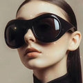 UNOC Y2K Sunglasses Oversized Wrap Frame in White Red Purple Custom Logo Futuristic Curved Acrylic Lens Shades for Men Women