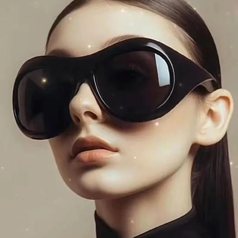 UNOC Y2K Sunglasses Oversized Wrap Frame in White Red Purple Custom Logo Futuristic Curved Acrylic Lens Shades for Men Women