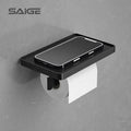 Saige Plastic Wall-Mounted Bathroom/Toilet Tissue Paper Towel Holder With Phone Shelf