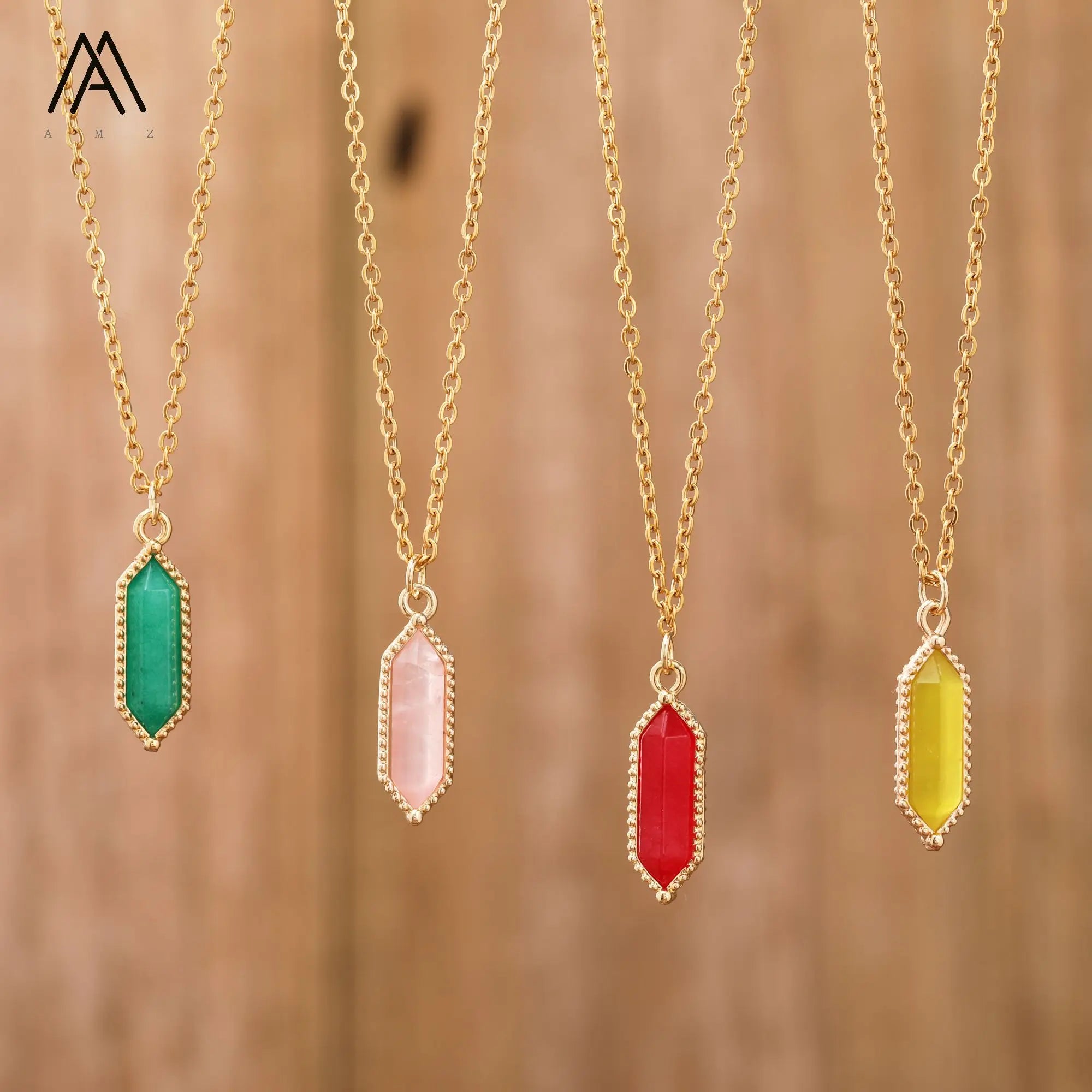 Minimalist Designer Gems Necklace for Women & Couples New Natural Stone Pendant with Gold Plated Link Chain for Parties Weddings