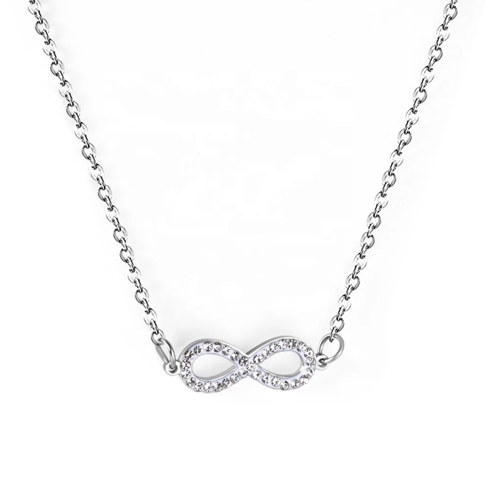 Fashion Simple Zircon 8 Character Creative Stainless Steel Jewelry Women's Necklace Customization
