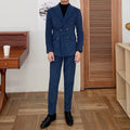 Men's Retro Winter Business Suit New Double Breasted Style Flat Front Fashionable Corduroy Wool Worsted Fabric Men's Fashion Set