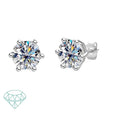 925 Silver 30 Minutes-2 Carat Classic 6 Claws Moissanite Earrings Male Female Hip Hop Rock Birthday Anniversary Gift for Couples