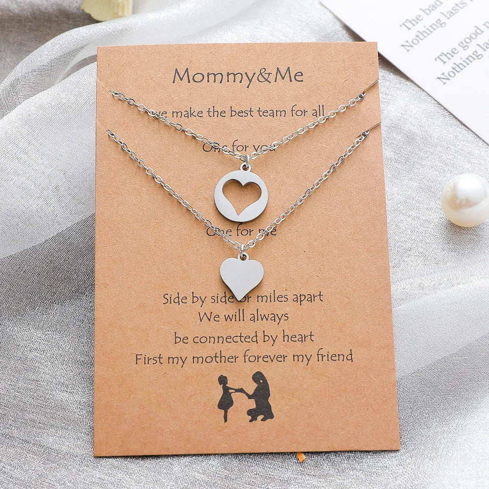 New Arrival Back to School Gift Necklace Mother Daughter Necklace Set Hollow Heart Mama Necklace Set for Women Mother Best Gifts