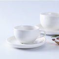 Wholesale ShengJing Ceramic White 3oz 7oz 10oz Porcelain Cup Saucer Set Coffee & Tea Cups Saucers for Hotel Restaurant Cafe