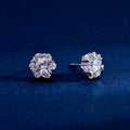 Wholesale Earrings Jewelry Rhodium Plated Cubic Zirconia Flower Stud Earring 925 Sterling Silver Fine Jewelry Earrings