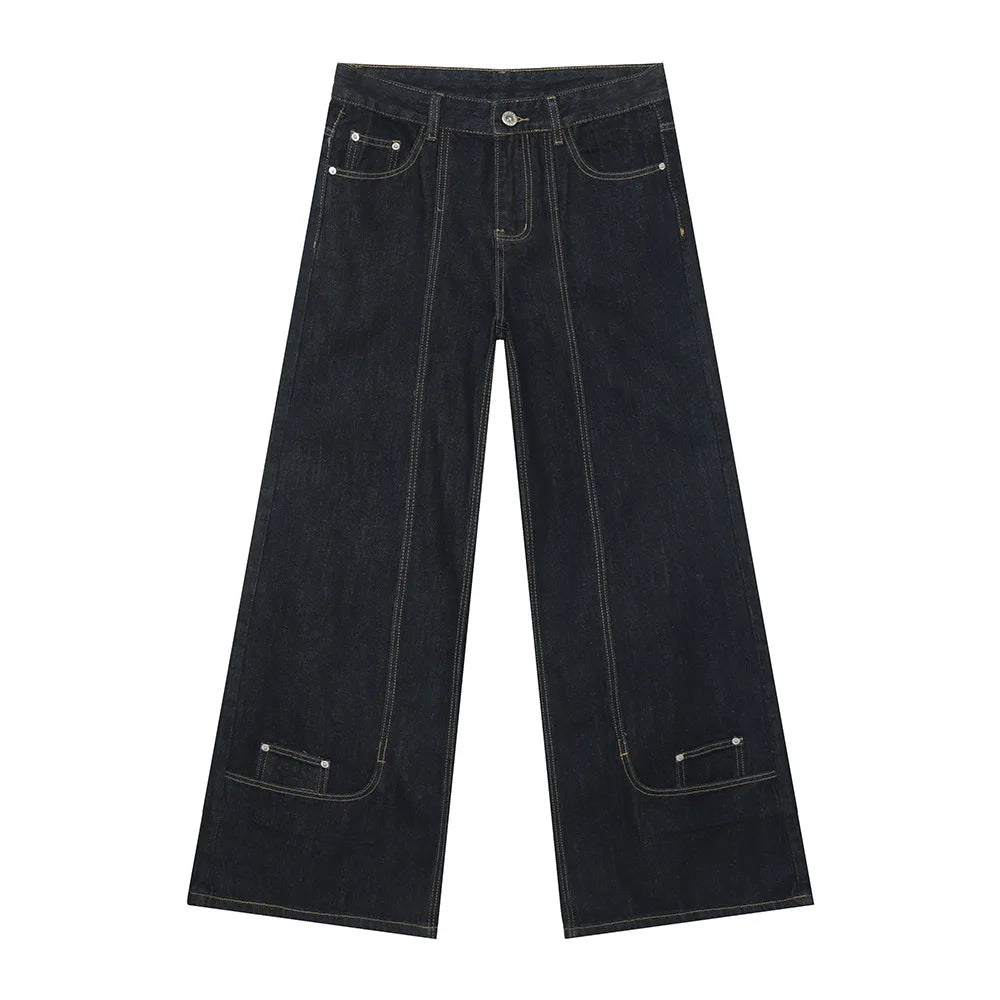 Designer New Men's Straight Print Mid Rise Stonewashed Blue Jeans Top Selling in the US