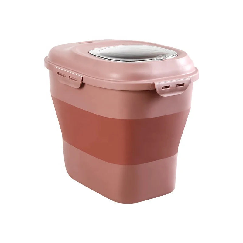 Madou Collapsible Airtight PP Pet Food Storage Container with Rolling Wheel 20-50 Lbs Capacity for Bathroom Use