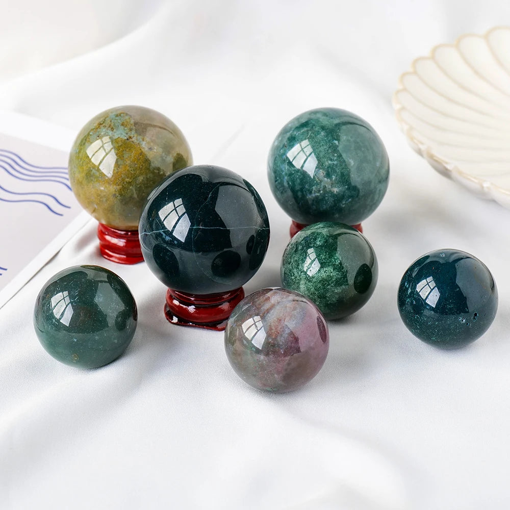 Wholesale Colorful Crystal Stone Ocean jasper Sphere Healing Gemstone Energy Quartz