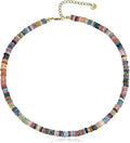 Natural Stone Multi-colored Handcrafted Geometric Bohemian Gold-plated Brass Bead Necklace Fashionable Women's Jewelry