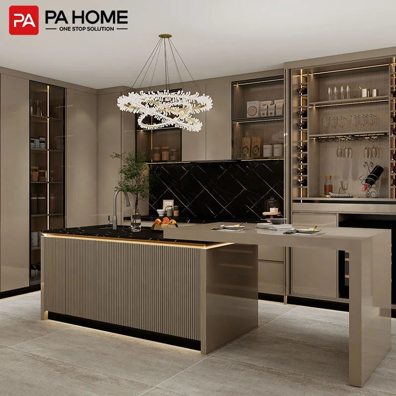 PA Custom High Gloss Lacquer Design Services Full Kitchen Furniture L Shaped Kitchen Cabinets for Apartment Interiors