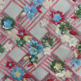 New Sequin Flower Shapes Nonwoven 100% Polyester Mesh Fabric Breathable Embroidery Wedding Dress Embellishments Multiple Girls