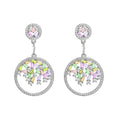Fine 925 sterling silver irregular trapezoidal CZ diamond creative geometric round circle earrings for women