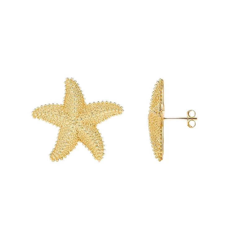 Stainless Steel 18K Gold Plated Starfish Stud Earrings New Summer Design Trendy Beach Earrings for Gifts