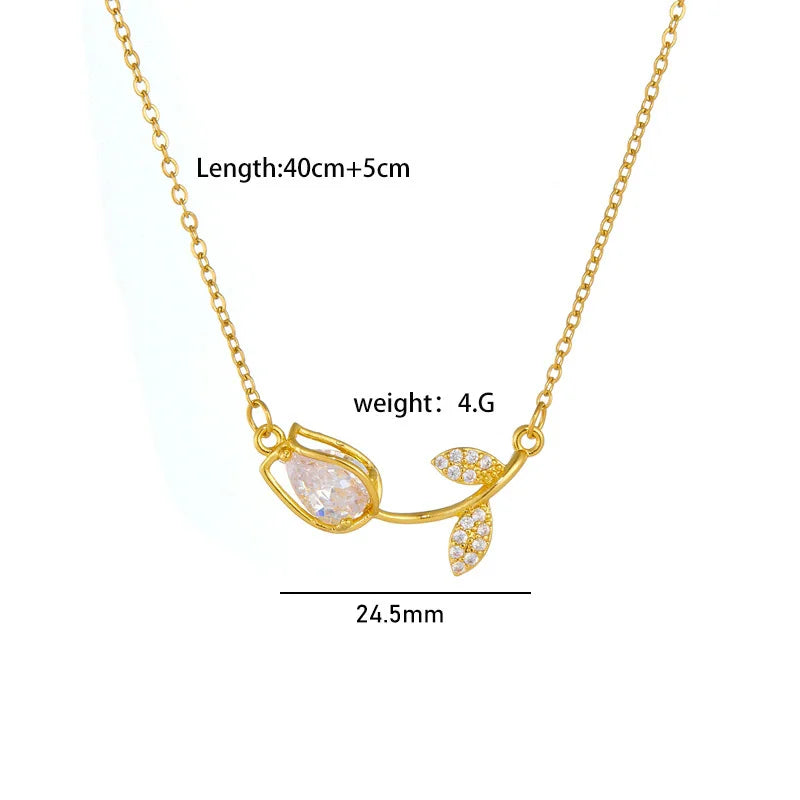 Tulip Flower Necklace for Women Unique Design Versatile Premium Titanium Steel Necklace N26302