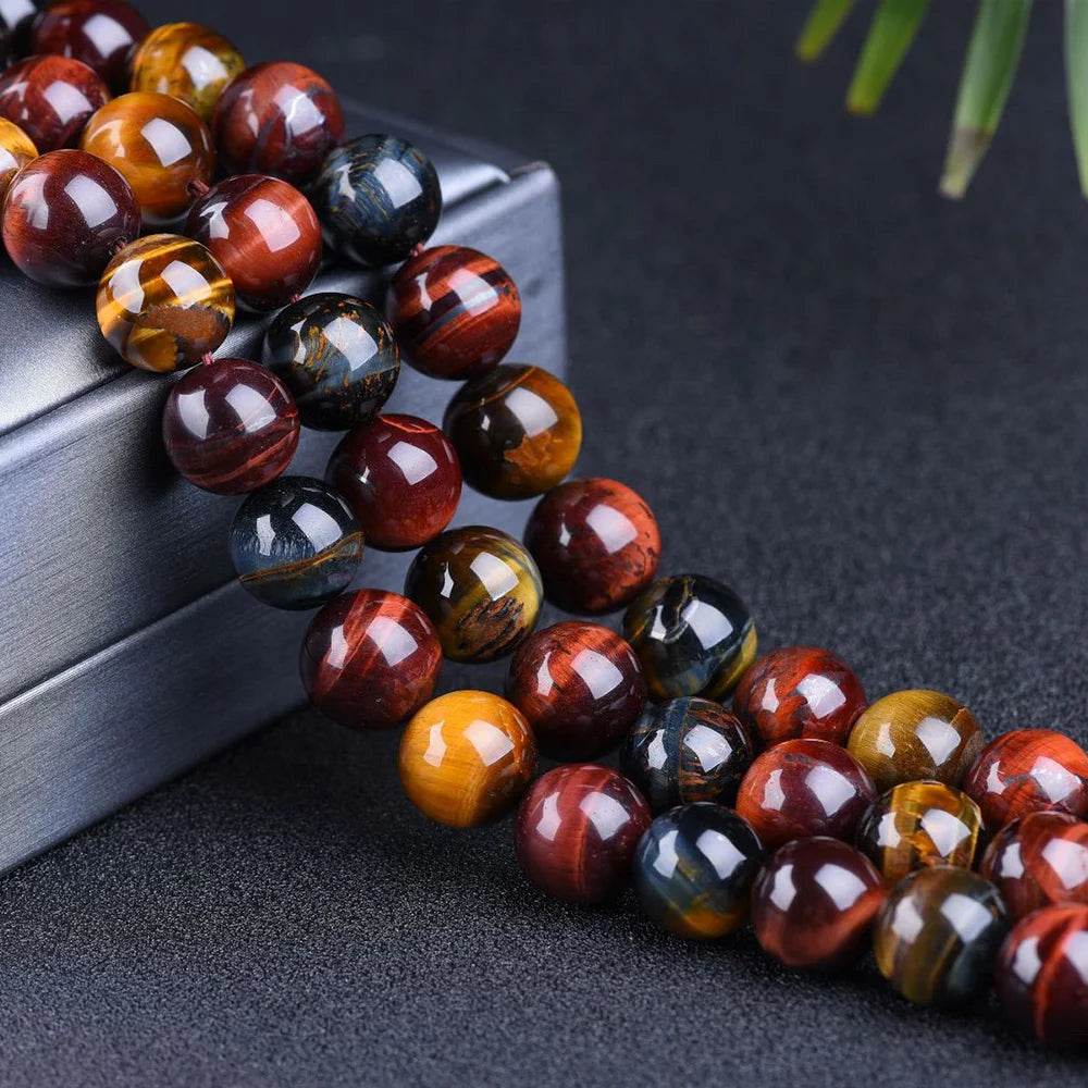 Natural Colorful Mixed Tiger Eye Agate Stone Beads tiger Eye Round Beads 6 8 10 12MM Beads for Jewelry Making DIY Bracelets