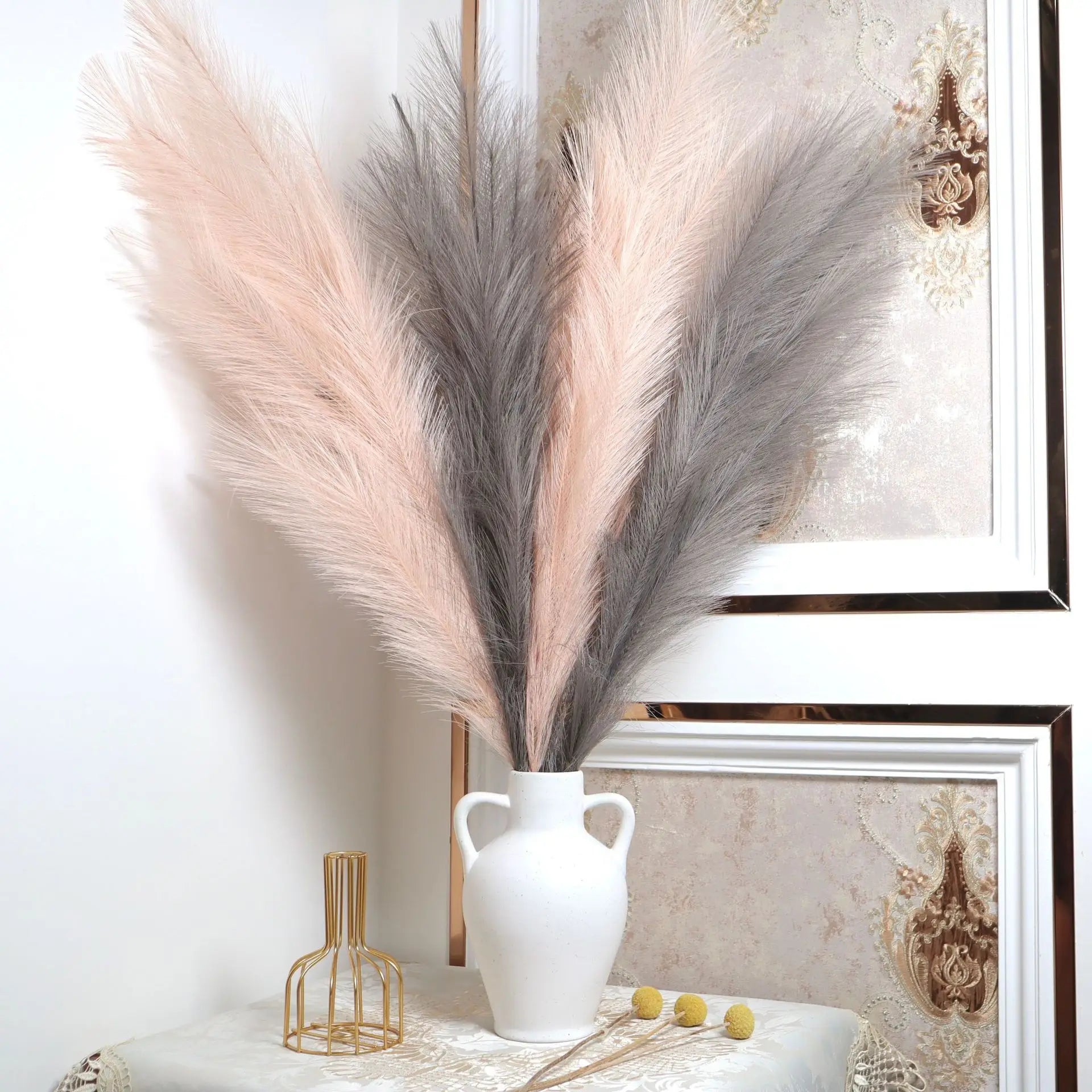 Wholesale 110 cm 18 Branches Faux Pompas Grass Flower Decor Large Long Reed Tall Fluffy Faux Silk Artificial Pampas Grass