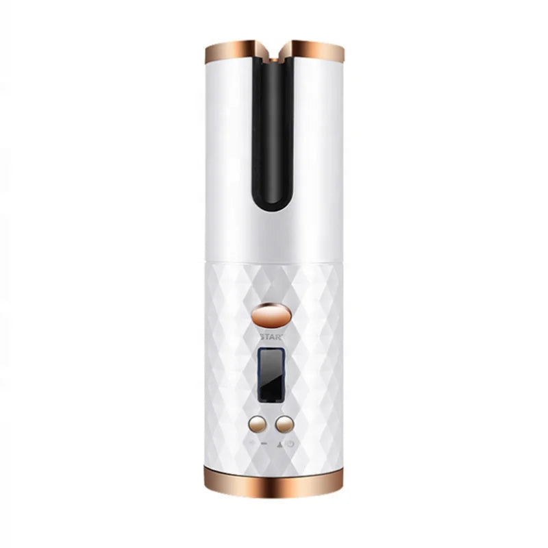 Portable Smart Cordless Hair Curler with LCD Temperature Display Adjustable Ceramic Body and Automatic Curling Function