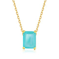 Women's Fashion Jewelry Necklace Gold Plated S925 Sterling Silver Square Colorful Zircon Party Necklace
