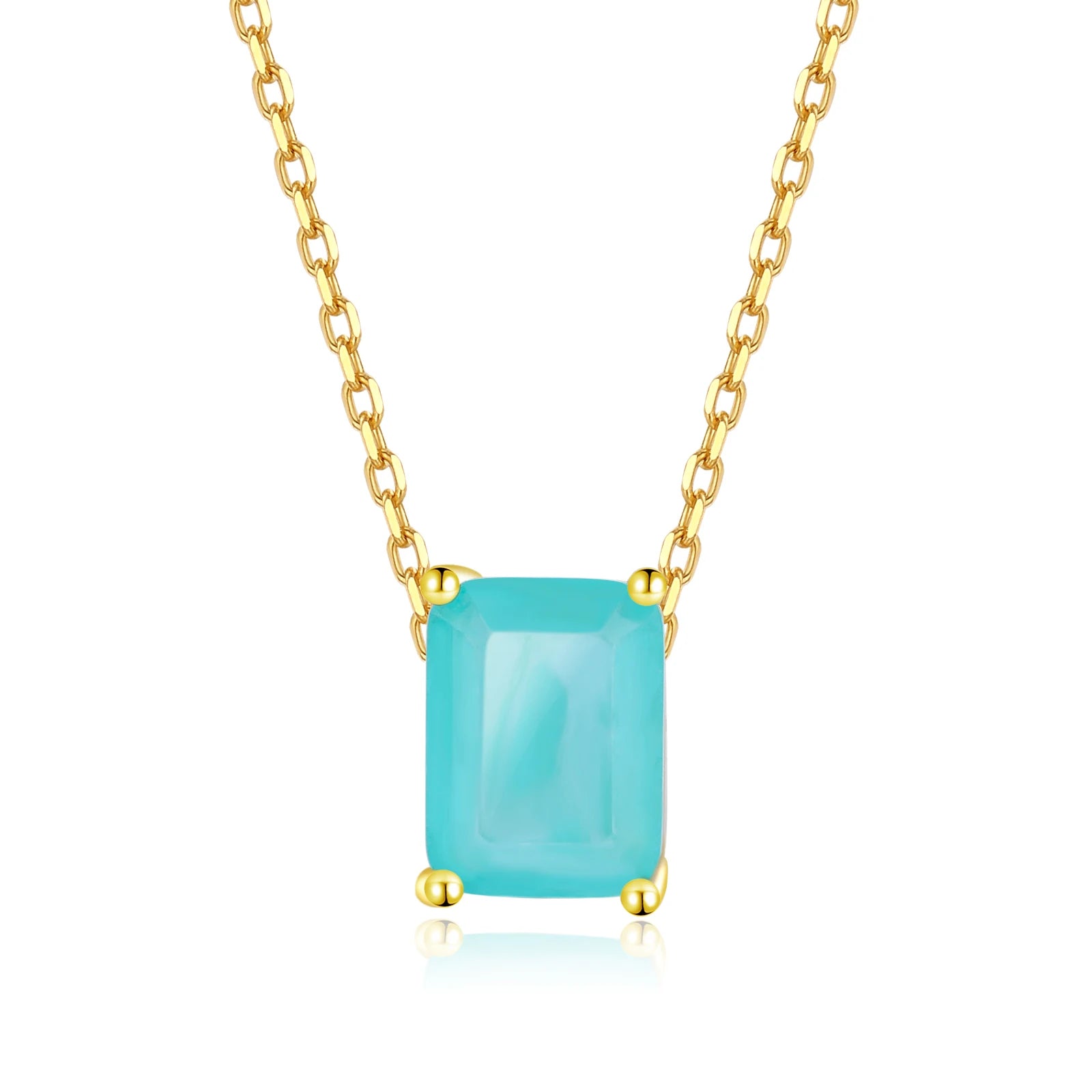 Women's Fashion Jewelry Necklace Gold Plated S925 Sterling Silver Square Colorful Zircon Party Necklace