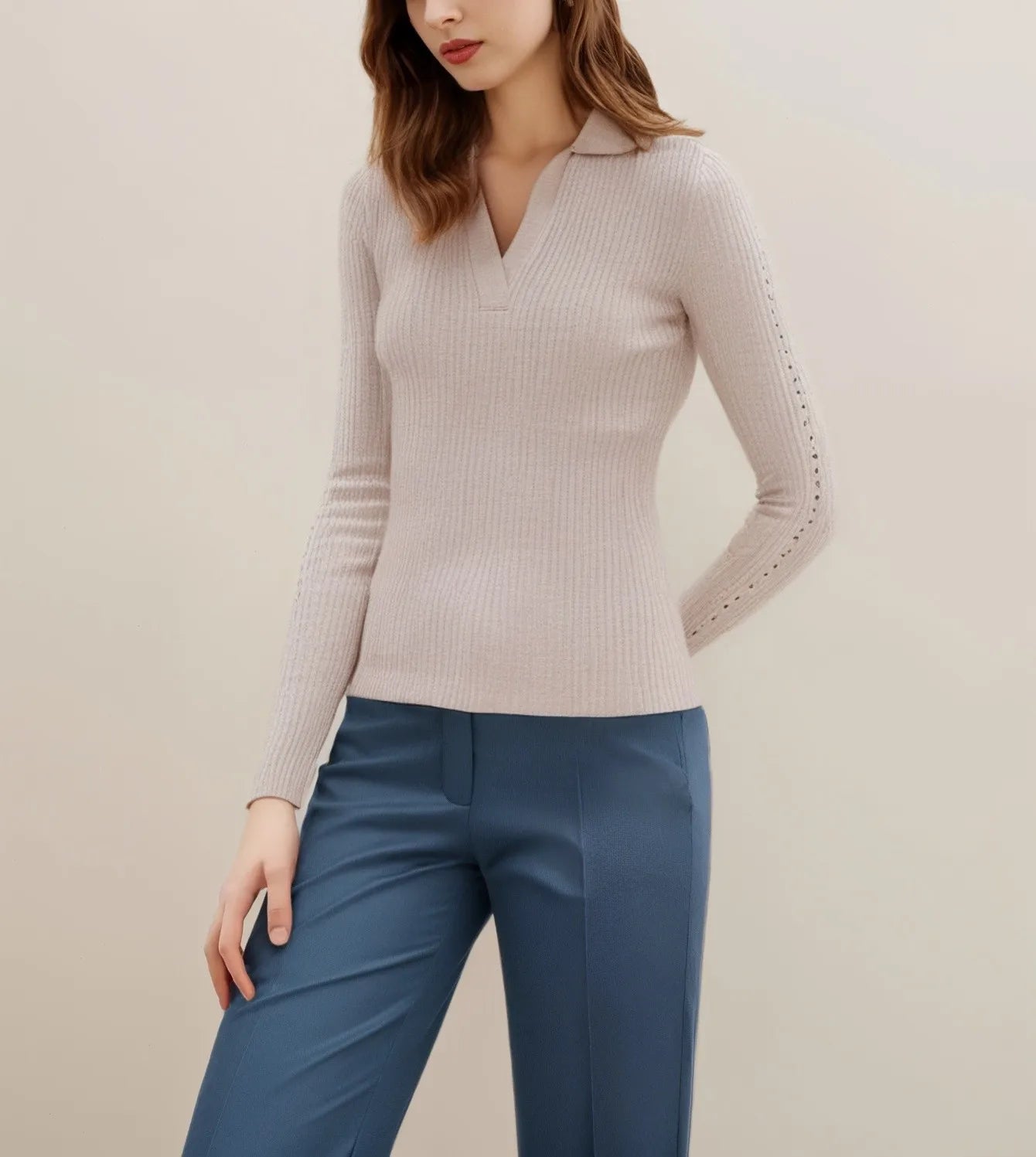 Manufacturers Direct Selling Breathable Turndown Collar Winter Knitted Long-Sleeved Pullover Sweater