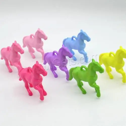 Unisex Solid Color Acrylic Horse Pendants Fashion Jewelry More Colors for Choice 46.5x38.6x13.2mm Approx 97PCs/Bag 1595879
