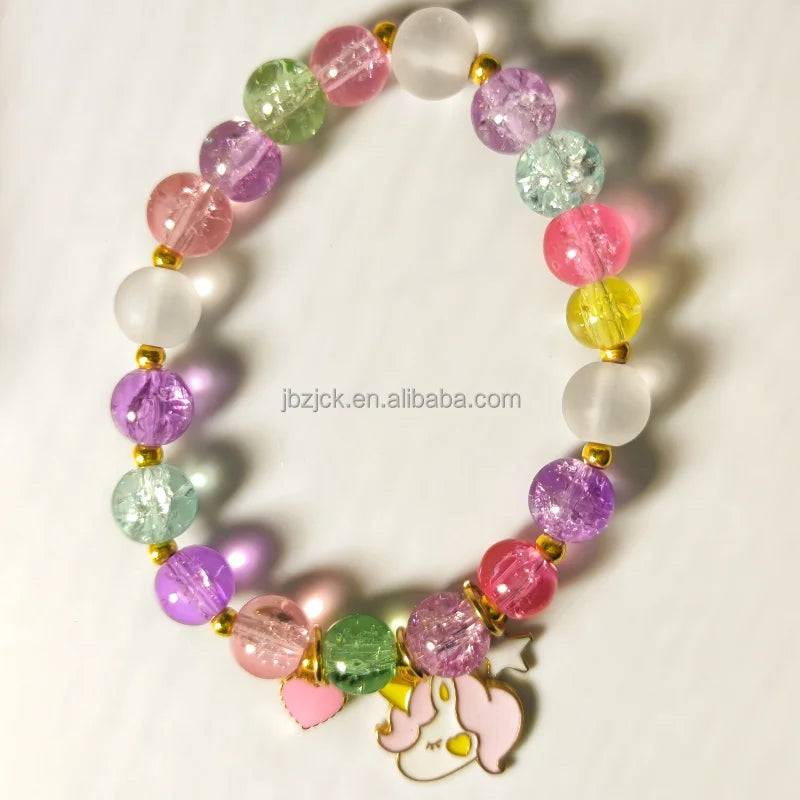 Alloy-Colored Crystal Beaded Bracelet Hot Selling New Cartoon Design Student Friendship Fashion Bracelet Wholesale Glass Beads