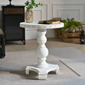INNOVA French Style Unique Living Room Furniture White Rustic Round Solid Wood Carved Coffee Table