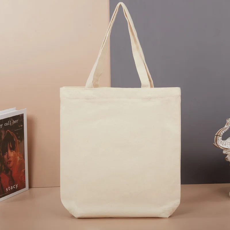 Custom 12oz Organic Recyclable Cotton Shopping Tote Bag High Quality Canvas Tote with Ribbon or Rope Handle Custom Printed Logo