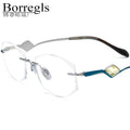Borregls Rimless Titanium Glasses Women 2025 New Luxury Brand Designer Diamond Trim Eyeglasses Frame Optical Eyewear 16121