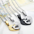 Personalized Stainless Steel Chain Necklace Love Heart Splicing Gold Zircon Pendant Fashion Jewelry for Couples Christian Gifts