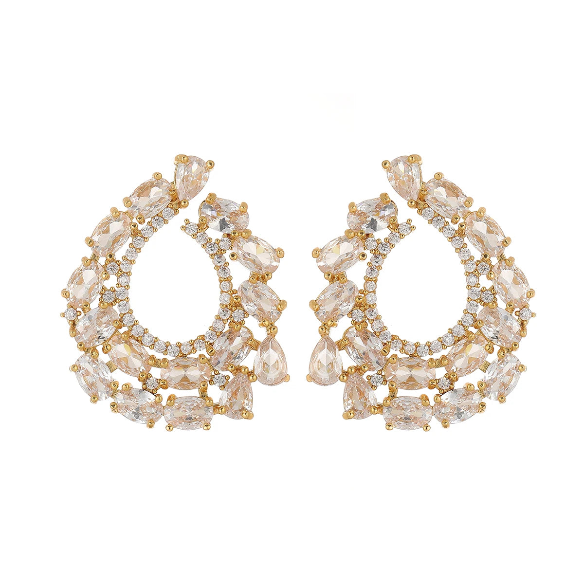 Cunyan 2025 Fashion 18K Gold Plated Korean Zircon Earrings Light Luxury Bling Jewelry Earrings Women