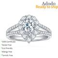 Hot Setting 925 Sterling Silver White Gold Plated Full Insert Mossanite Jewelry Pear Cut 1CT VVS GRA Moissanite Rings